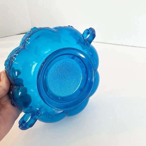 Jeanette Rose Dish Vintage Bowl Double Handle Cobalt Blue Excellent Condition - Picture 8 of 8